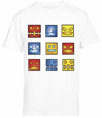 Geometrie Dash Symbol Gesicht Weißes Herren-T-Shirt Mit Kurzen Ärmeln