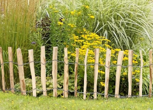 Staketenzaun Beeteinfassung naturbelassenes Haselnuss-Holz Holzzaun Rollzaun 35x300cm