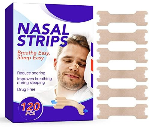 120 Stück Nasenpflaster Schnarchen Anti Schnarch Pflaster Stopper-Stück Nasenstreifen Lindert Sofort Verstopfte Nase für Sport & SchlafGegen,Arzneimittelfreie Extra Starke Nasenstreifen,Fleischfarbe