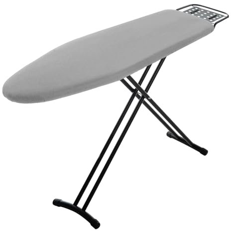 Asse da stiro RAINHOL 109,2 x 33 cm, resistente, compatta, con poggia ferro, supporto in ferro robusto regolabile in altezza, copertura grigia con imbottitura extra spessa