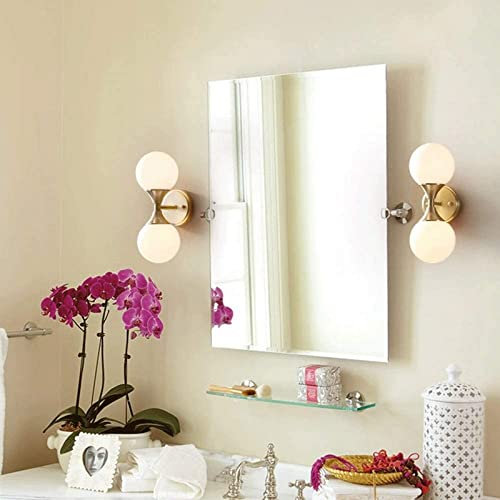 Lámpara de espejo Compatible with baño con pantalla de cristal con forma de globo Lámpara de espejo Compatible with baño con luz de espejo Compatible with interiores y exteriores Mueble de tocador , L