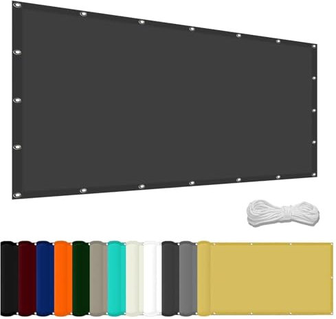 Tenda a Vela Parasole Rettangolare 5 x 10 m Tenda a Vela Impermeabile, Rettangolare Parasole Telo da Sole Metri Protezione Raggi UV Adatto per giardini, piscine, spiagge, Grigio Scuro