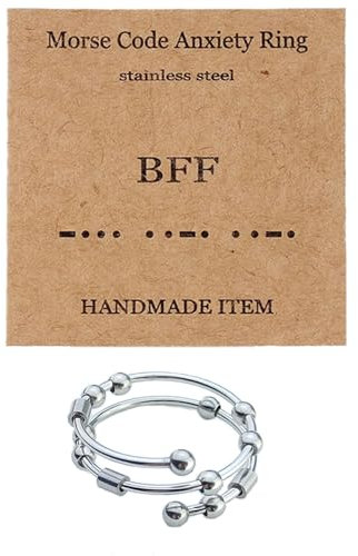XINGLIDA Dating-Ringe, Morsecode, offene Ringe, auffällige Perlen, Fingerringe, verstellbare Öffnungsringe, Fingerschmuck für den täglichen Gebrauch, Size reference picture, Edelstahl