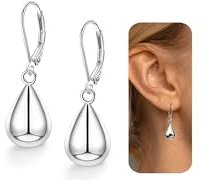 Adramata Damen Silber 925 Ohrringe - 14 Karat Vergoldet Hängend Tropfen Wassertropfen Mit Anhänger - Leverback Statement Ohrhänger Gold Silber Mit Geschenkbox