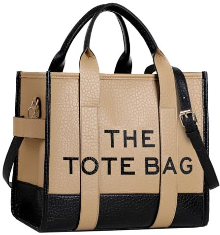 Gflyyue Die Tragetasche für Damen, PU-Leder, große Kapazität, Damen-Leder mit verstellbarem Riemen, Tragegriff oben, Crossbody-Tasche, Braun, XXL