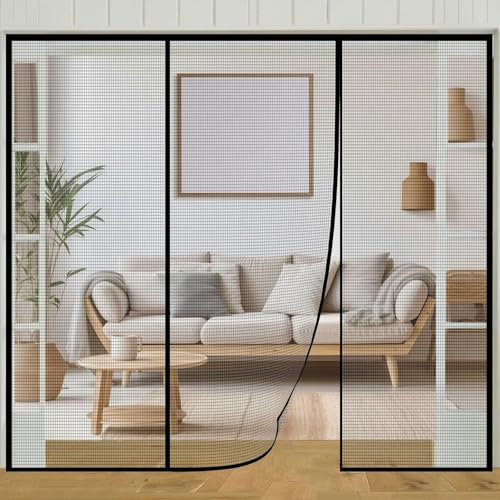 Insektenschutz TüR Vorhang 210x270cm Insektenschutz Rollo Selbstklebend, Insektenschutz Magnetischer Fliegenvorhang FüR BalkontüR, Wohnzimmer, Schwarz