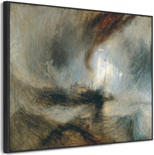 Wallfillers Large JWM William Turner Wall Art Framed Canvas Print Snow Storm Steam Boat Landscape Painting (123cm x 97cm)