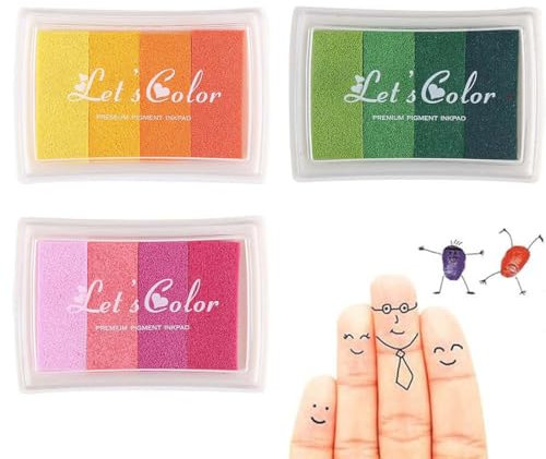 Stempelkissen Set, 3 Farben Stempel Fingerfarben Kinder Ungiftig Abwaschbar, Fingerabdruck Stempelkissen Bunt für DIY Leinwand, Hochzeit, Papier Handwerk, Geburtstag Geschenk stempelkissen kinder