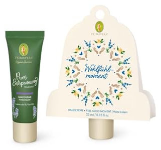 PRIMAVERA Geschenkanhänger Wohlfühlmoment - Geschenkanhänger mit Mini Pure Entspannung Handcreme mit Lavendel bio, Vanille Extrakt bio - vegan