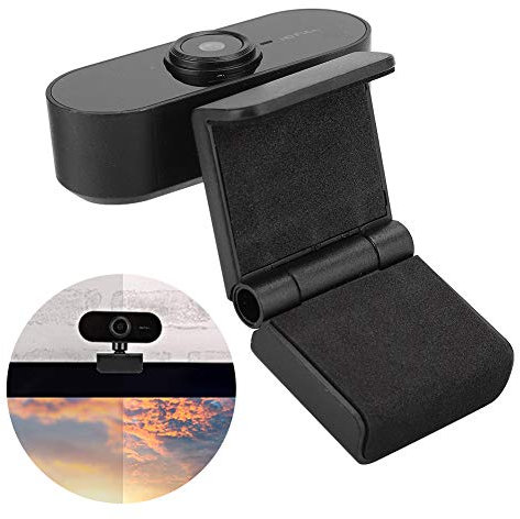 USB Webcam with Microphone, 360 Degree Rotation, 1080P Computer Webcam, for Video Conference, Desktop PC (Black)