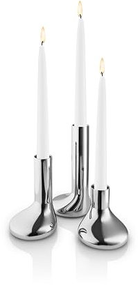 EVA SOLO | Mellow Kerzenhalter-Set 3 St. (8, 12, 16 cm) Edelstahl | Kleiner Kerzenständer, Glänzende Oberfläche, Entspanntes Licht | für Echte oder batteriebetriebene Kerzen | Dänisches Design | Steel