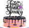 1 Pack Four Ever Spooky Cake Topper Black Glitter Halloween 4th Birthday Cake Pick Spider Web Bat Cake Decoration for Spooky Baby Shower 4th Birthday Party Decorations