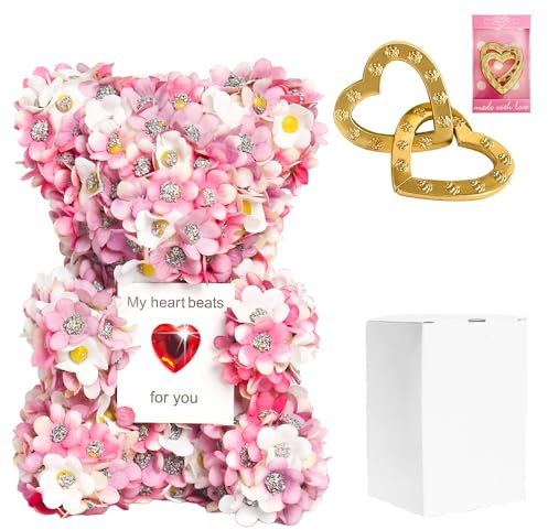 FACIOWN Orso di rose regalo di San Valentino, regalo di proposta e regalo di compleanno, grazioso orsacchiotto con biglietto d'amore e souvenir d'amore.