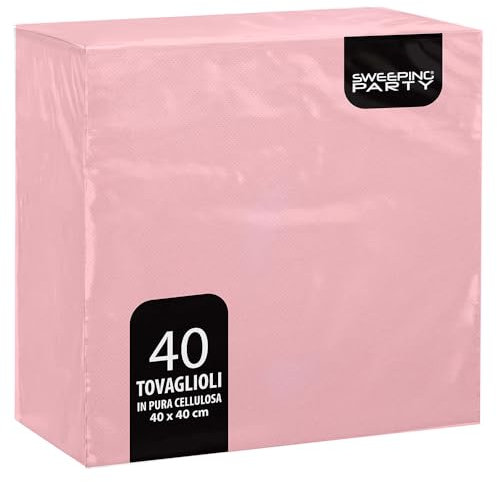 SWEEPING Tovaglioli di Carta Colorati, Soffici e Morbi, Confezione da 120 tovaglioli monouso, Formato 40x40 Piegati in 4, 2 veli, Colore Rosa, Carta 100% Pura Cellulosa