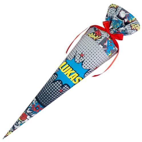 Schultüte aus Stoff Kuschel Velvet individualisierbar mit Wunschname personalisierbar 70 cm 85 cm - Jungs (70 cm, Comic)