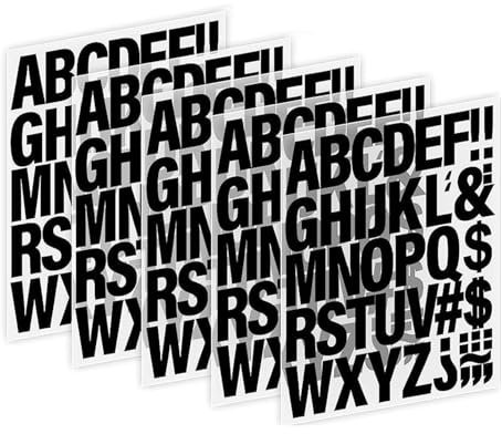 Parthan 5 Sheets Iron on Letters for Clothing, Iron on Numbers for Clothes, Heat Transfer Alphabet Stickers for T-Shirts and DIY Fabric Printing, Black