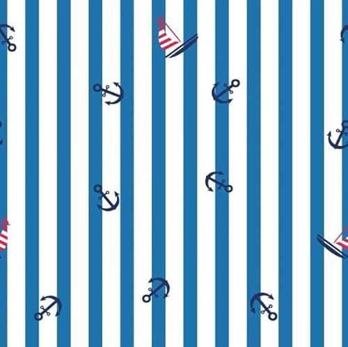 Frotteestoff Meterware bedruckt - ÖkoTex 100 Kl.1 babytauglich - Handtuchstoff, Badestoff, Frottee Stoff, Bademantel, Strandtuch *Ab 50cm, Farbe: 005 Streifen maritim