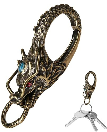 Porte-Clés en Laiton,Pendentif Porte-Clés Dragon | Pendentif Cadeau Femme Pour Sac À Main Voiture Anniversaire Noël