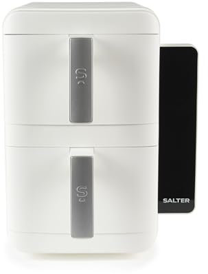 Salter VertiCook Ultra Stackable Air Fryer - Cocina vertical, 9L, 2 x 4.5L cestas y rejillas, 9 funciones, Sincronizar y combinar, Bandeja de parrilla libre de PFAS, Ahorro de espacio, 60-230°C, 2400W