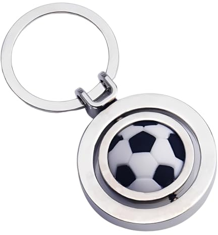 GONZTEL 1 pièce Porte-clé Foot Métallique 3D Rotatif, Porte Cle Foot, Cadeau d'Anniversaire Comme Montré
