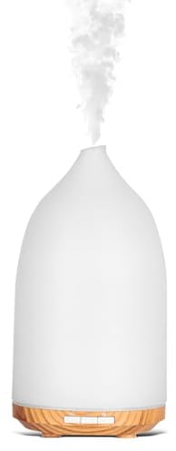 Romon Diffuser, Aroma Diffuser aus ABS+PP, Ohne BPA Luftbefeuchter mit 7 Farben-LED-Licht, Timer & Automatischer Abschaltung für ätherische Öle Weiß