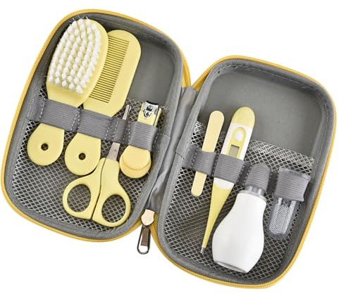 Generic Kit de Toilettage pour bébé, Ensemble de Soins Portable et Sûr pour nouveau-né, pour Garçons et Filles, Soins de santé en Crèche, en Plastique et en Métal (YELLOW)