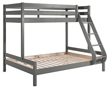FURNLUX Pino Familienbett, 158x208x167 cm, Etagenbett mit Schlafbereich 140x200 cm, Grau, Skandinavischer Stil, Kiefernholz