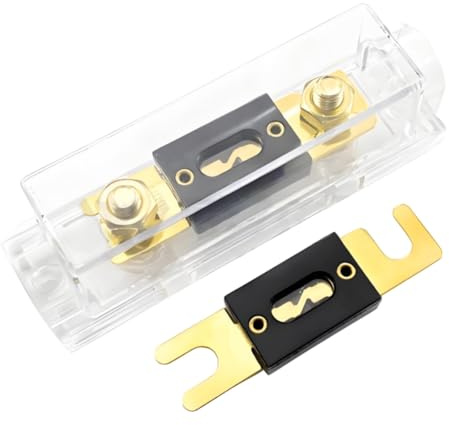 LKRXW Portafusibles ANL en Línea Con 2 Piezas 300A ANL Fusibles 0,2,4 AWG | Portafusible de Cuchilla Coche Chapado en Oro Soporte de Fusible Hoja Bloque Amplificador Sistema Audio Video