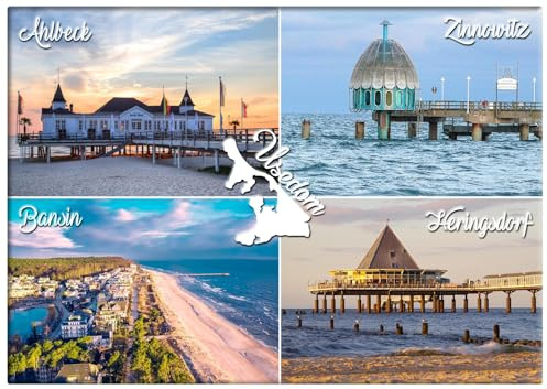 Foto Magnet Usedom - Ahlbeck Bansin Zinnowitz Heringsdorf - Kühlschrankmagnet Fotomagnet Souvenir