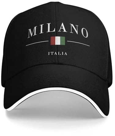 Milano Italien Logo Baseballkappen Hip-Hop-Mode Sport-Sandwichkappen für Männer Frauen Verstellbare Mützen Mütze Workouts