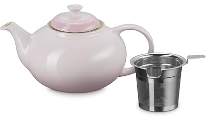 Le Creuset Stoneware Teapot with Stainless Steel Infuser, 1.3l, Shell Pink