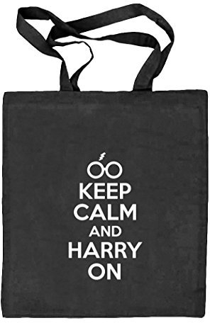 Shirtstreet24, Keep Calm And Harry On, Natur Stoffbeutel Jute Tasche (ONE SIZE), Größe: onesize,schwarz natur