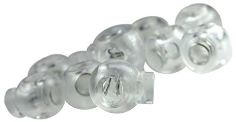 10 Einloch-Kordelstopper Kordelenden Kordelklemme rund 15x19mm, Farbwahl, Farbe:transparent