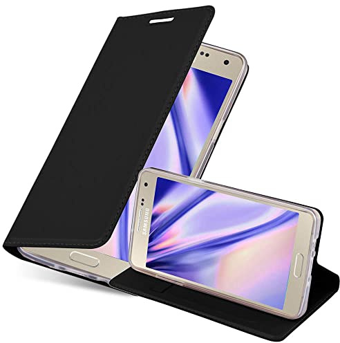 Cadorabo Hülle kompatibel mit Samsung Galaxy A3 2015 aus Premium Kunst Leder Flip Klappbare Stoßfeste Magnetische [Standfunktion] [Kartenfächern] Cover Hülle für Galaxy A3 2015 Tasche in Schwarz