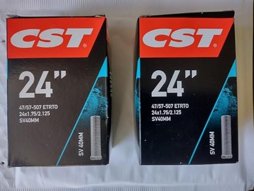 2 x CST Schlauch 24 Zoll Fahrrad 24 x 1.90-2.125 AV 40 mm Autoventil/Schraderventil