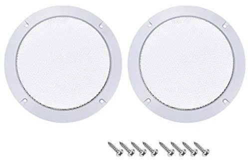 sourcing map 2Stk. 5 Montagebohrung Diagonalabstand Lautsprechergrill Masche Dekorativ Kreis Tieftöner Schutz Abdeckung Weiß