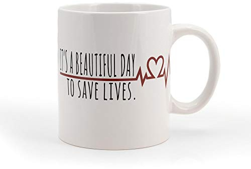 Surreal Entertainment Greys Anatomy Derek Coffee Mug | It's A Beautiful Day to Save Lives | 16 Ounces