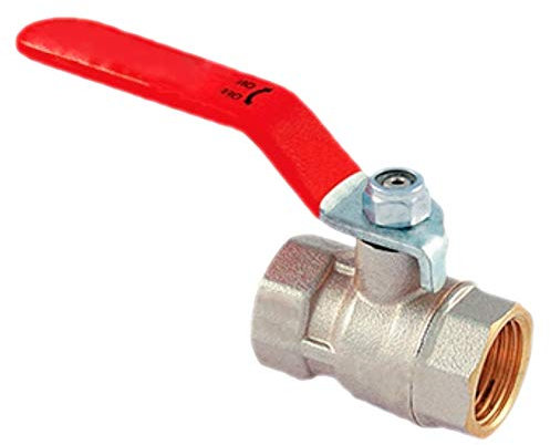 Kugelhahn aus Messing mit Hebelgriff (flach) rot IG x IG >>> 3/4 Zoll beidseitig