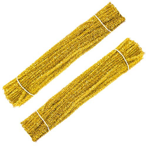 Waycreat 200 Stück Pfeifenreiniger Gold Chenille Stiel für DIY Kunst Handwerk Dekorationen (6 mm x 30,5 cm)