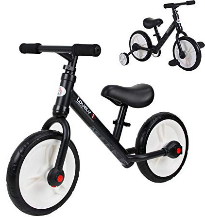 HOMCOM 11 Inch Kids Balance Bike Training Pedal Bicycle W/Removable Stabilizers EVA Tyres Adjustable Seat Height 2 to 5 Years Gift for Boys Girls Black