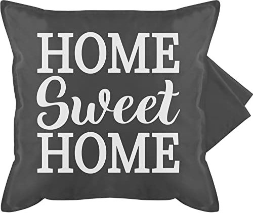 Kissenbezug - Statement - Home Sweet Home- weiß - 50 x 50 cm - Grau - Kissen Statement-Kissen Statements baumwollkissen zierkissenbezüge Schrift sprüche kissenhülle mit zierkissen kissenhüllen