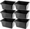 KADAX Lot de 6 seaux à peinture carrés en plastique avec poignée en métal - Seau à eau stable avec bord d'arrosage - Pour rénovation, jardin, nettoyage - Rectangulaire - Léger - 12 l - Noir