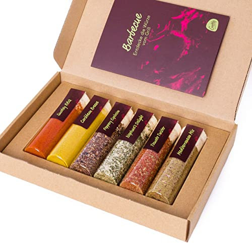 EXPLORE BBQ | Set di campioni con 6 diverse miscele di spezie | Per i vostri rub e marinate da barbecue o come regalo | FATE IL VOSTRO GIN conosciuto da Sat1, Vogue, Spiegel