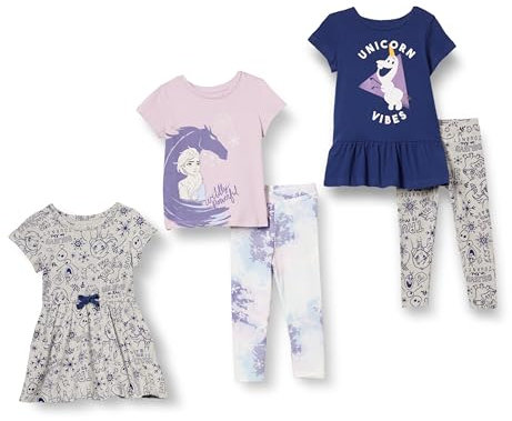 Amazon Essentials Disney | Marvel | Star Wars | Frozen | Princess Mädchen Outfit-Sets zum Kombinieren, 5er-Pack, Frozen ELSA & Olaf, 11-12 Jahre