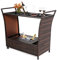 CHUSSTANG Patio Bar Cart Serving Trolley Cart on Wheels Bistro Storage Serving Trolleys with Removable Ice Bucket, Bar Table with Glass Top for Home Kitchen Bistro Garden