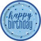 Unique Party- Assiettes en Carton Écologiques-23 cm-Fête d'anniversaire à thème Bleu et Argent Glitz-Paquet de 8, 83597EU, Multicolour