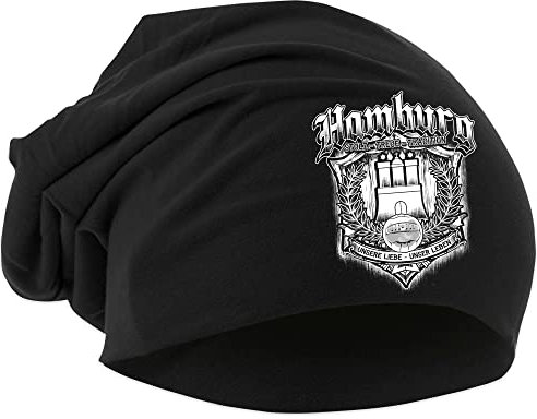 Uglyshirt87 Für Immer Hamburg Mütze | Strickmütze - Hamburg Beanie - Hamburg Hut - Logo - Hat - Stadt - City | Beanie Druck: Weiß
