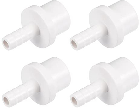 sourcing map PVC Pipe Fitting 8mm Barb OD 20mm Spigot Straight Tube Hose Connector, White Pack of 4
