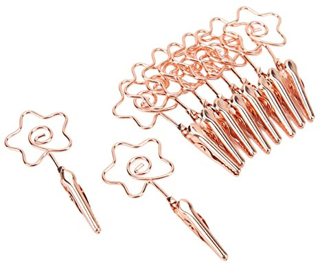 10 Stück Nummernkartenhalter Fotohalter Doppelköpfiger Tischnummernbildhalter Nachrichtenkartenhalter für Hochzeitsfeier(Roségold)