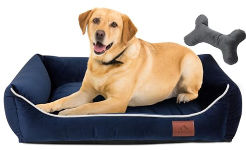 FUUFEE Hundebett XL | Hundesofa für Sehr Große Hunde 120 x 90 cm | Waschbar Hundebett | Abnehmbarer Bezug Mit Reissverschluss | Ozeanblau